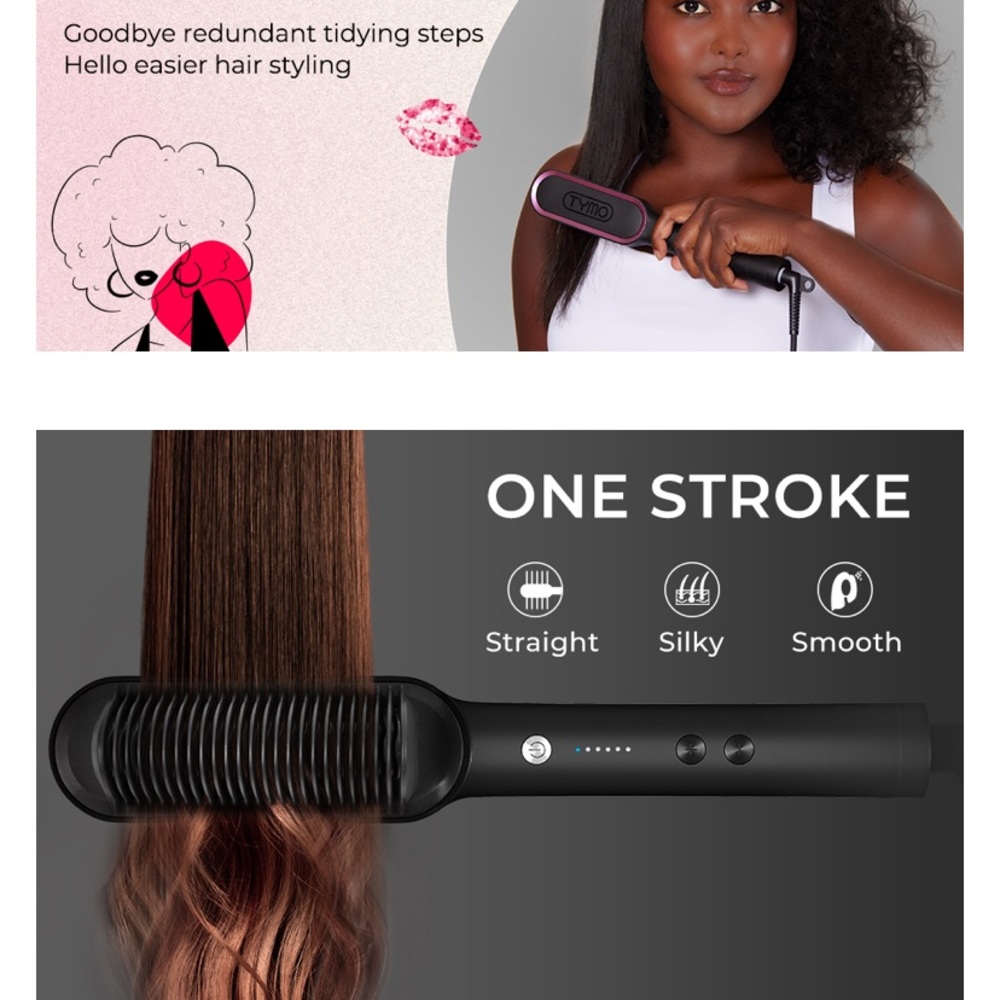 Hair Straightener Comb Matte Black